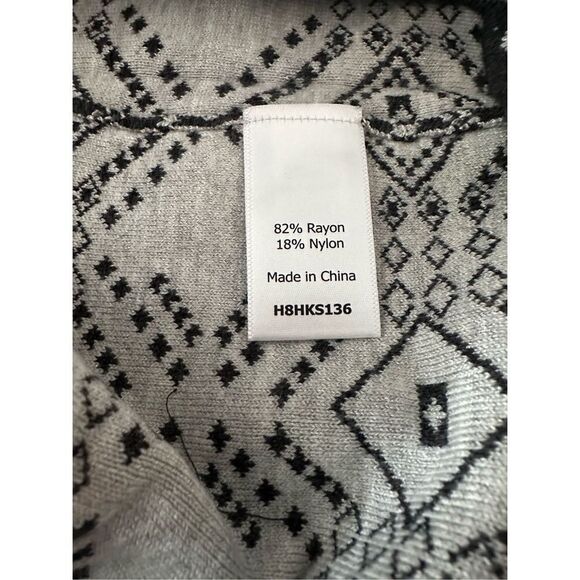 NWT Women's Gray & White 41 Hawthorn Fair Isle Print Sheath Sweater Dress Size L - Picture 6 of 7